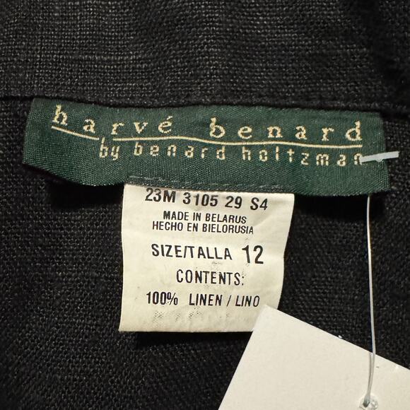 90s Harve Benard Linen Black Shaket Size L - Picture 10 of 10